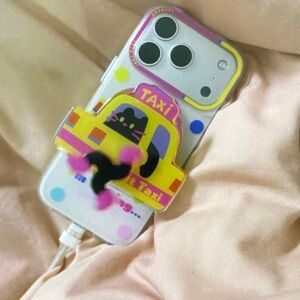 Colorful Phone Case with Cat Taxi Design
